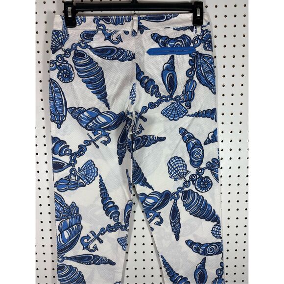 Lilly Pulitzer Fallin In Love Seashell Pants Blue White Beach Shells Mitzie Pant - Picture 8 of 10